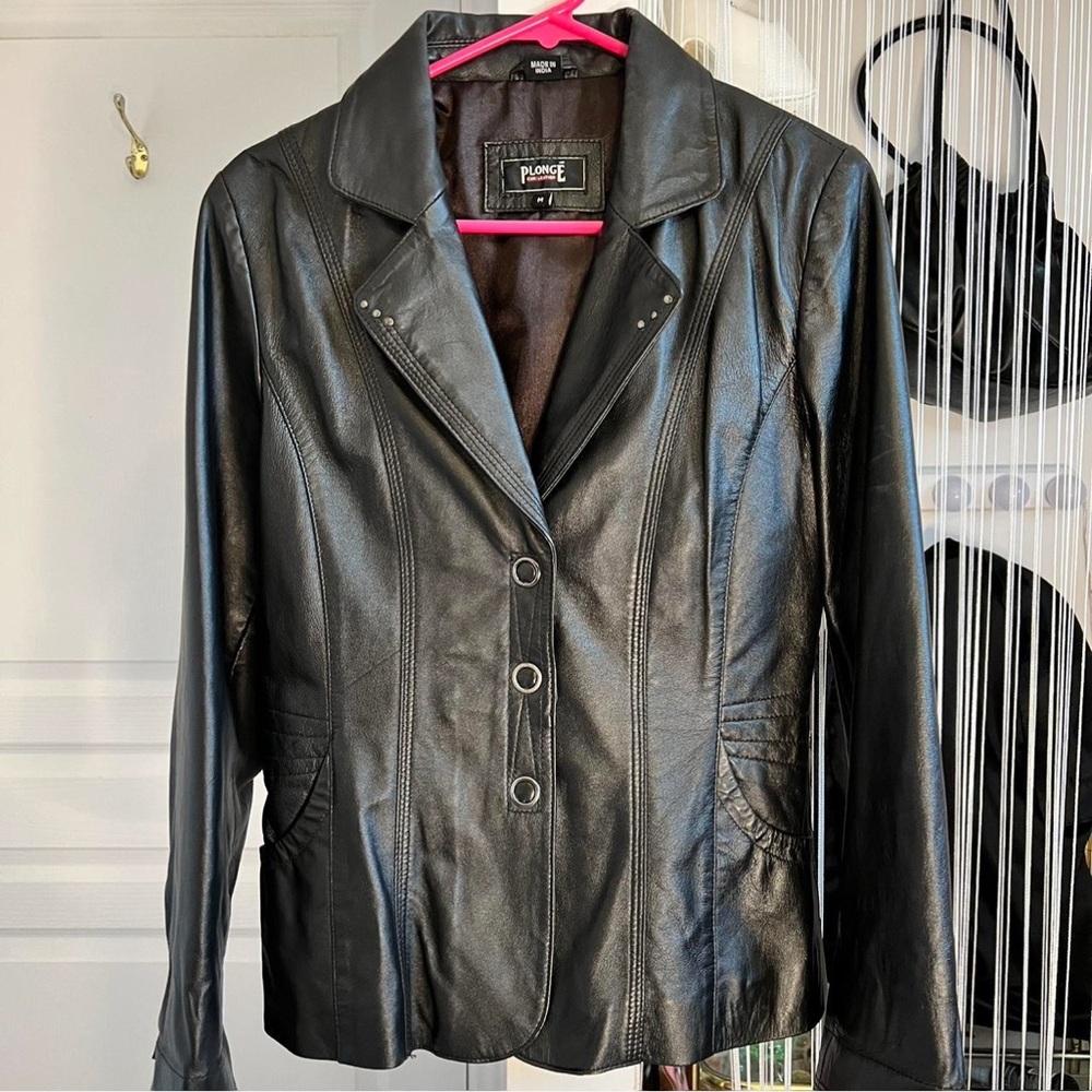 Women’s Black Leather Jacket by Cache